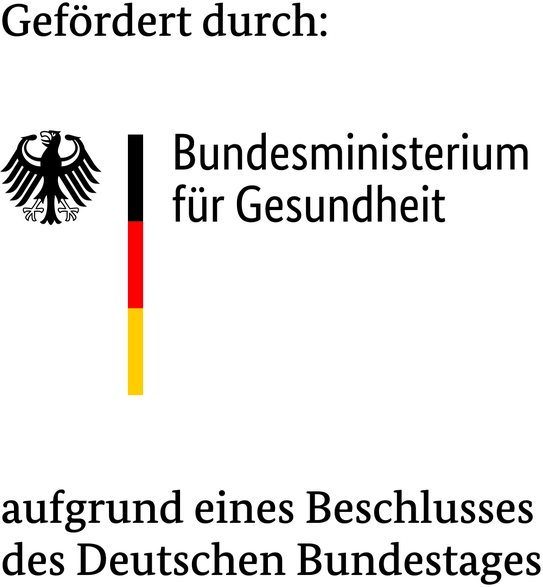 Logo mit Hinweis auf Förderung durch das Bundesministerium für Gesundheit
