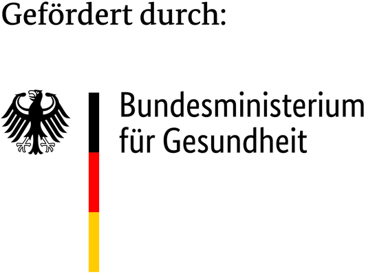 Logo mit Hinweis auf Förderung durch das Bundesministerium für Gesundheit